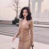 Temperament Skinny Knitted Cardigan Long Dress Early Autumn Muse Fan Premium V-Neck Knitted Dress Women's Autumn and Winter
