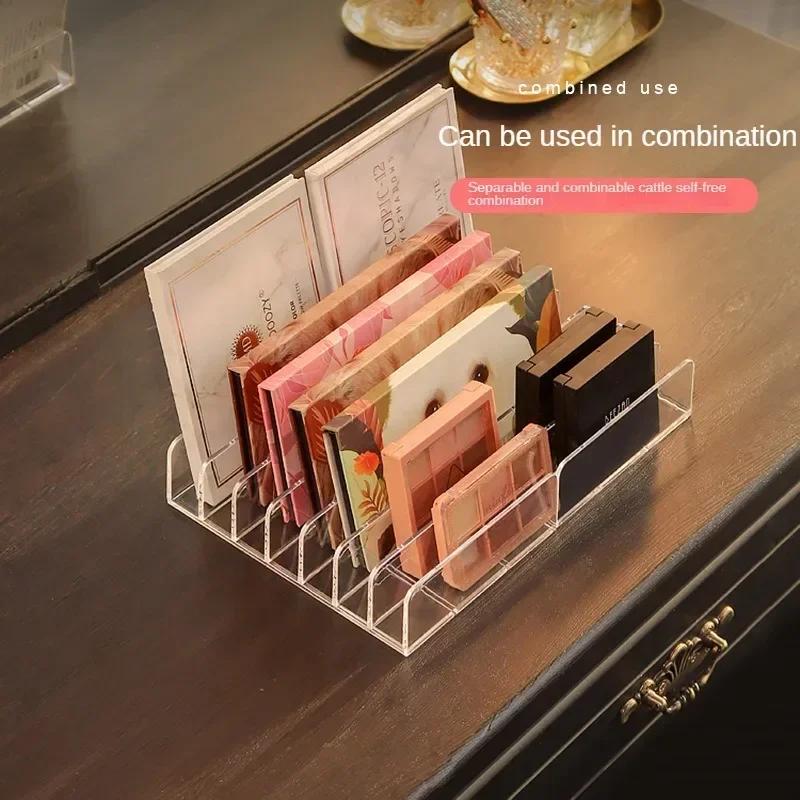 7-Compartment Transparent Makeup Organizer for Eyeshadow Palette and Cosmetics, Vanity Table and Bathroom Countertop Storage Box