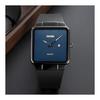Men's Square Silent TPU Leather Strap Black Simple Thin Stylish Arm Watch Men's Waterproof Business Casual Men's Gift Black Blue Waches for Men