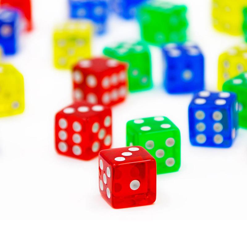 10PCS Transparent Colored Dice 16MM Party Games For Children Adults Mahjong Juegos De Mesas Para Toda La Familia Partyspiele