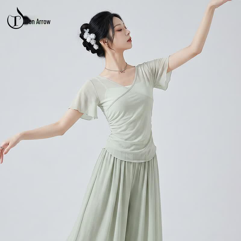 TIEJIAN Adult Sheer Mesh Chinese Classical Dance Top XL