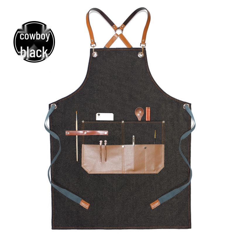 Custom Logo Barber Denim Apron for Hairdressers, Stylists, Artists, and Students