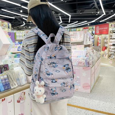 Cute Printed Student Girl School Bag Versatile Large Capacity Junior High School Student Lightweight Backpack Graffiti High School Student Backpack