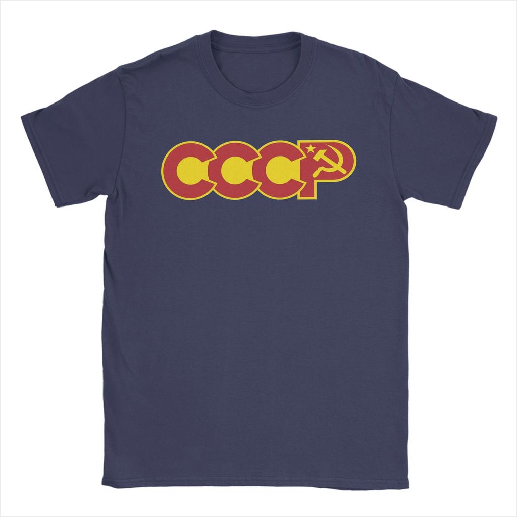 CCCP Logo T Shirt Men 100 Cotton Vintage TShirt O Neck  Tees Short Sleeve Tops Gift Idea