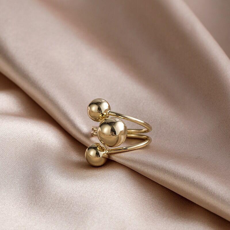 New Temperament Multi-layer Irregular Geometry Sliver Color Smooth Planet Stainless Steel Open Rings for Women Designer Jewelry