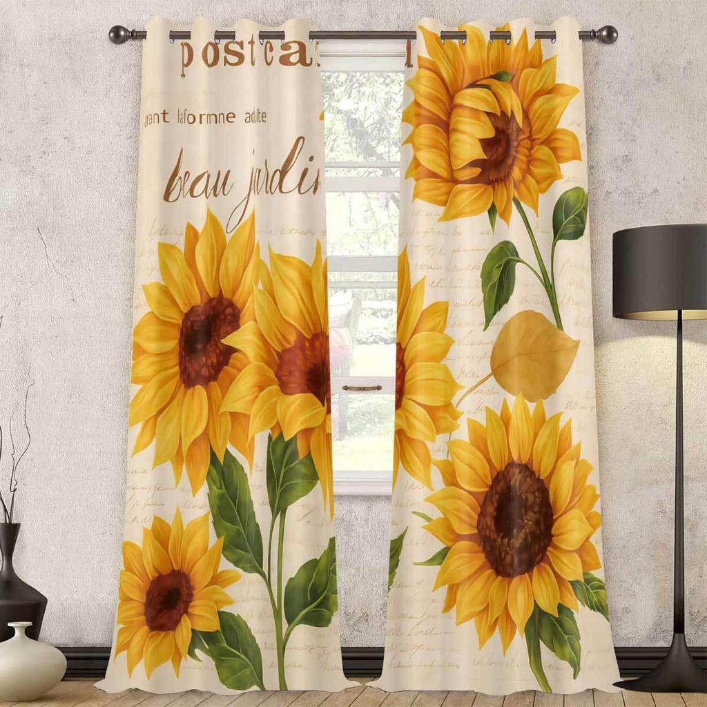 Individuelle Sonnenblumen Verdunkelungsvorhänge - Hochpräziser Digitaldruck, Verdicktes Polyester, Sonnenschutz