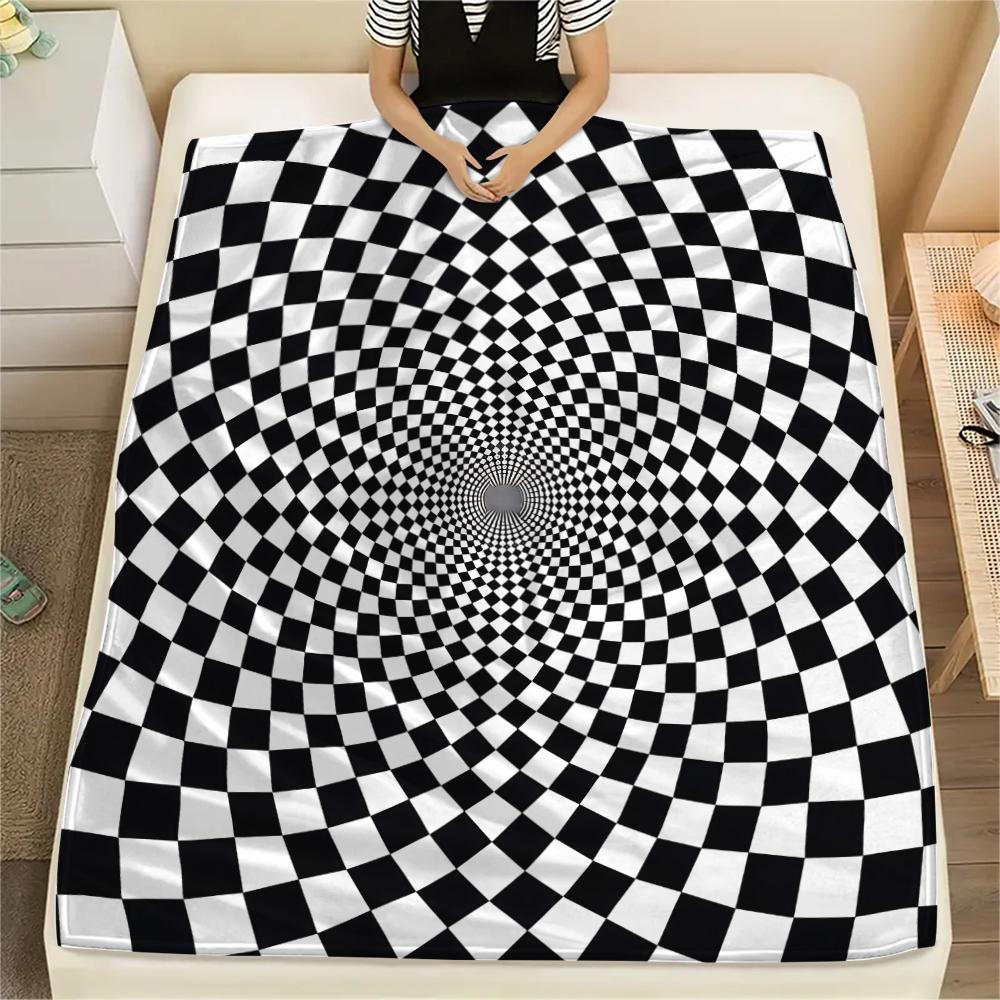 1Pc 3D Illusion Print Flannel Blanket, High Quality Comfortable for All Seasons, Home Decor, Warmth and Comfort, Perfect for Christmas Gifts