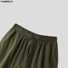 INCERUN Pantaloni Larghi Casual da Uomo a Vita Elastica, Finto Due Pezzi, Cavallo Basso, Lunghi