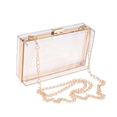 Bolsa Clutch Caixa Acrílica Transparente Bolsa Mensageiro de Corrente Bolsas de Noite Femininas Bolsa de Mão Bolsa de Ombro de Corrente Bolsa de Cosméticos
