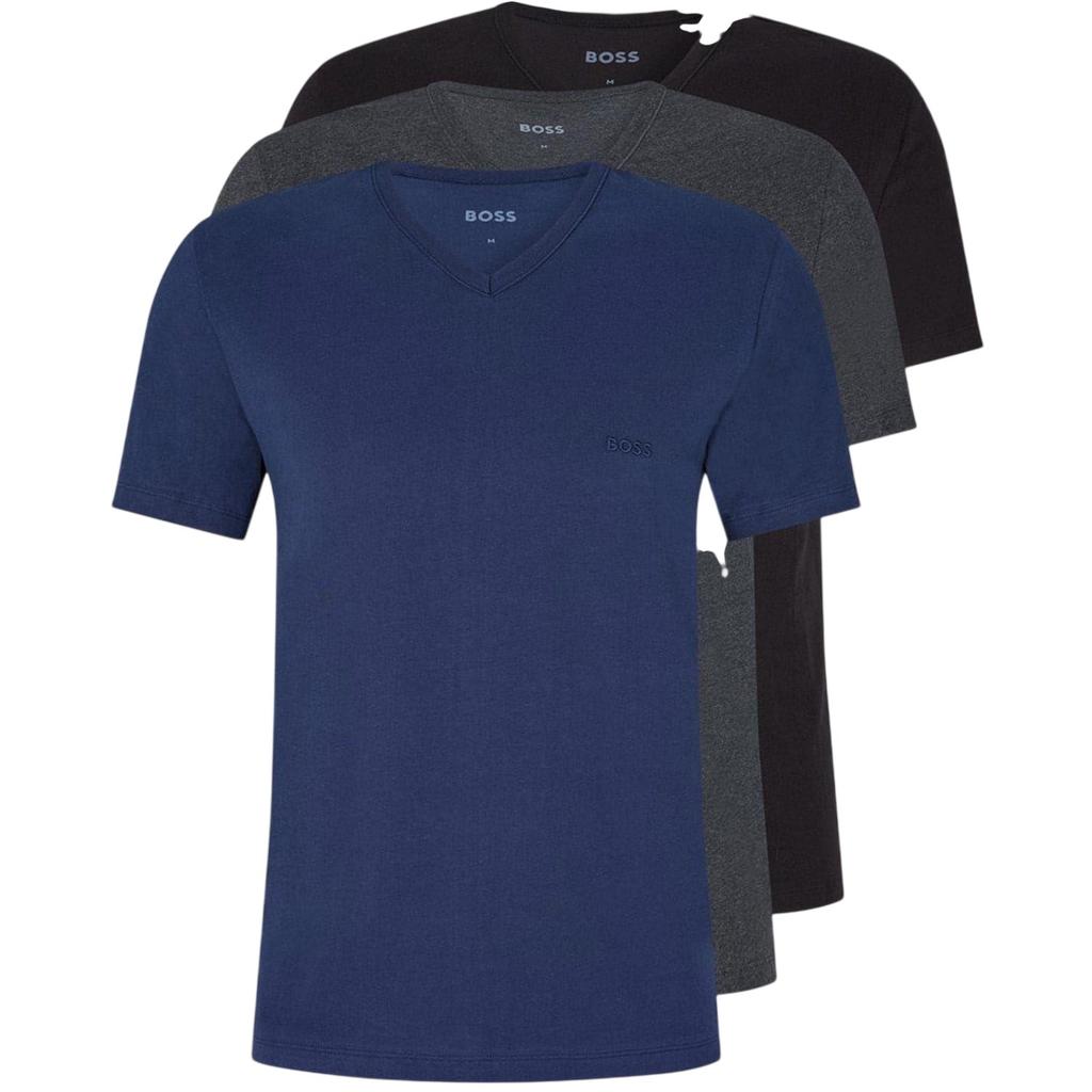 Boss Mens Logo V Neck T-Shirt (Pack of 3)