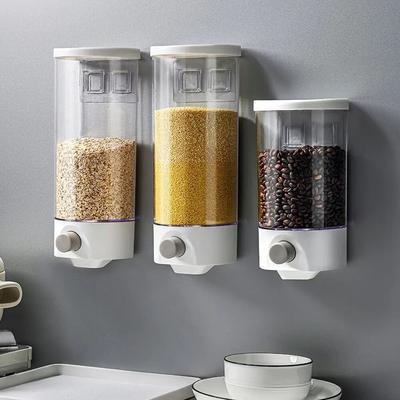 Cutie de plastic pentru depozitarea cerealelor Rezervor montat pe perete Organizator de acasă Distribuitor de cereale de ovăz Recipient de fasole orez Decor de depozitare pentru uz casnic