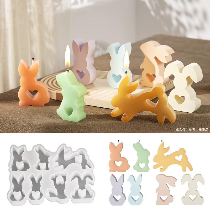 Easter Love Bunny CombodiyAromatherapy Plaster Ornament Rabbit Candle Display Silicone Mold