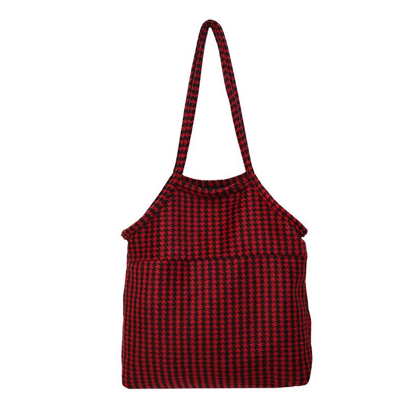 2026 Simple Large Capacity Plaid Canvas Shoulder Bag for Women and College Students