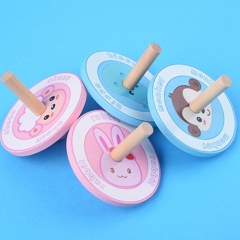 Holz Kreisel Schwungrad Niedlich Cartoon Klassisch Holz Klein Kreisel Desktop Kreisel Spielzeug Kinder Kinder Frühes Lernspielzeug Geschenke