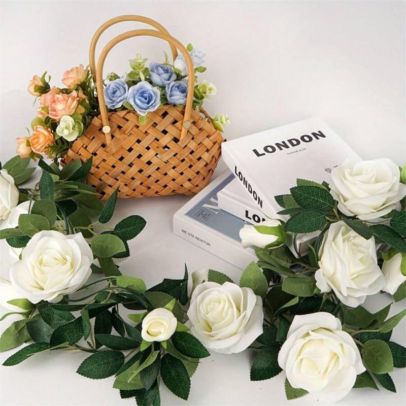 Vår Kunstig Hvit Rose Ranke Kunstig Grønn Plante Kunstig Blomsterbue Hjemmedekorasjon