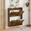Wall Mounted Shoe Cabinet HAARLEM 71 X 17 X 86 Cm Smoked Oak