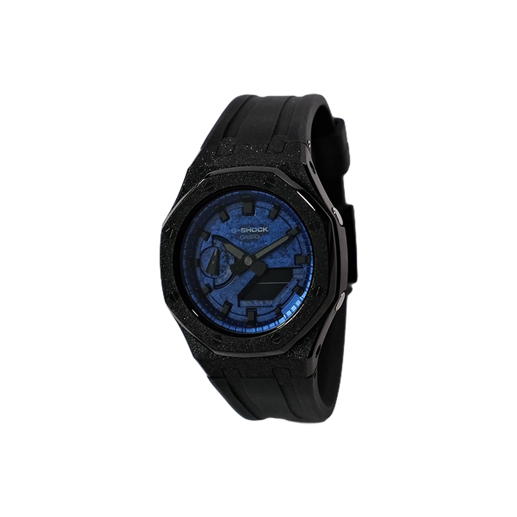 

CASIO Custom Collection Quartz Movement Fluoroelastomer Strap Watch Men s Watches Blue Dial GA-2100SKE-7A(Watch3--) Black Strap