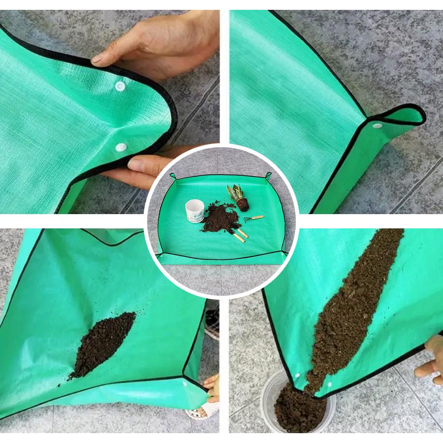 100*100cm (39.4*39.4in) Foldable Indoor Plants Potting Mat, Waterproof Transplanting Mat Portable Gardening Mat for Mess Control
