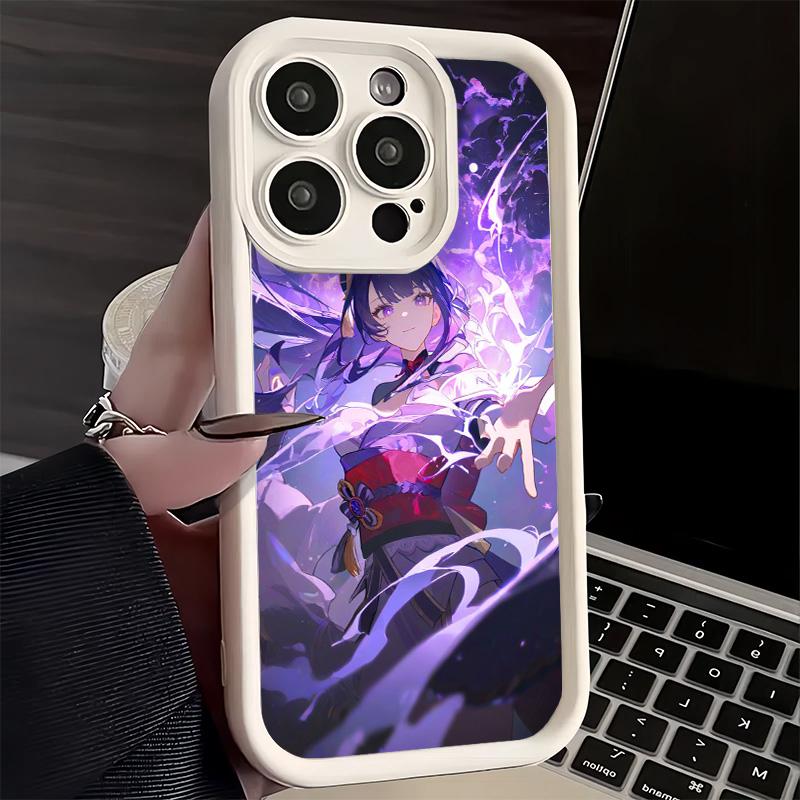 

Phone Case for iPhone 17 Air 16E 15 16 Pro Max Genshin Impact Raiden Shogun Cover 14 Plus 13 12 Mini Soft Shell Silicone Fundas iPhone 14 Pro