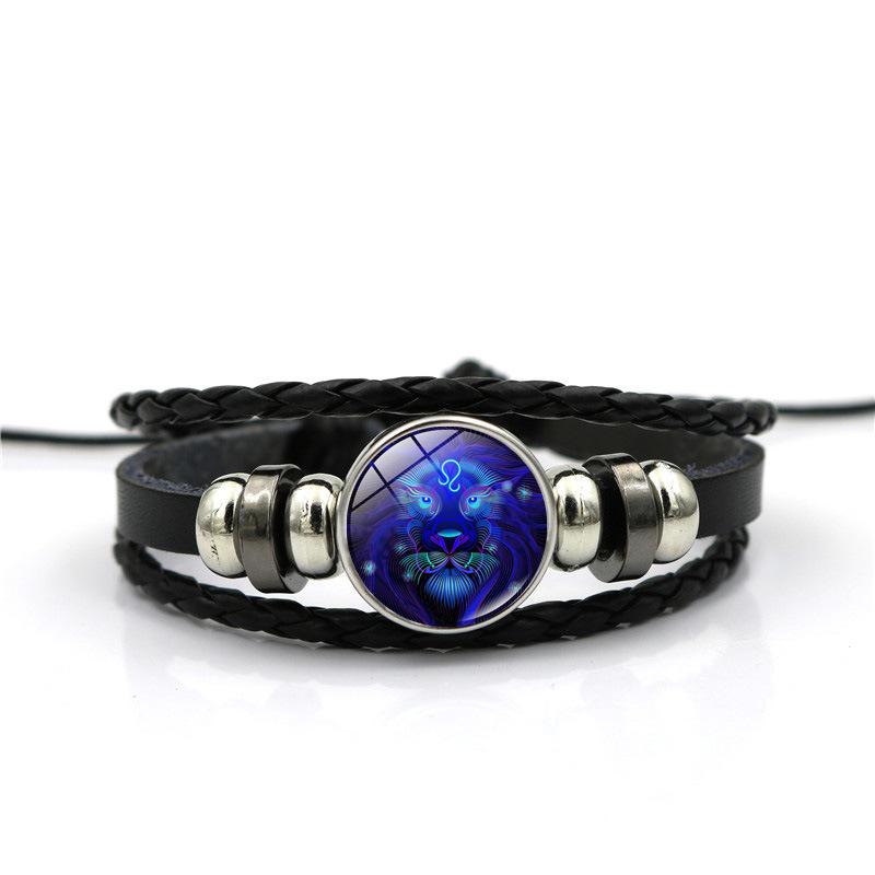 12 Constellation Time Gem Bracelet for Men and Women, Birthday Gift Trend Hand-woven Beaded Bracelet Personalized Jewelry