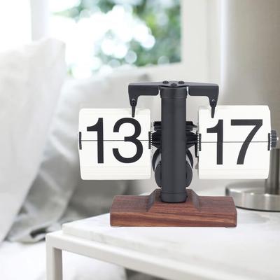 24H Vintage Flip Clock Stylish Automatic Page Turning Clock Tabletop Retro Mechanical Flip Down Clock for Bedroom Study Office
