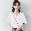 Summer Solid Color Casual Versatile Short Sleeve Women's Loose Style V-Neck T-shirt Commuter Top Fashion Women's Wear