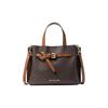 MK Emilia Commuter Logo Color Block Fermoar Pânză Acoperită Geantă de Umăr Crossbody Tote Genți Mici Femei Culoare Castaniu 35H0GU5S1B-BROWN