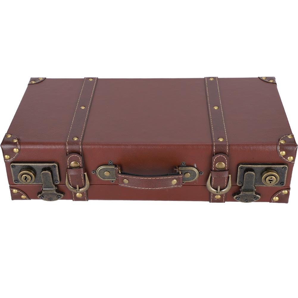 Wooden Suitcase Retro Vintage Storage Box Large Capcity Decorative Storage Case for Home Collection Supplies Photography Props