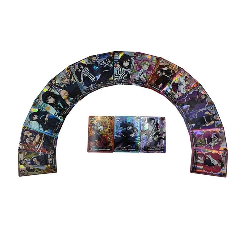 50pcs/set Anime Card Tanjirou Zenitsu Nezuko Shinobu Giyuu Kimetsu No Yaiba Shining Cards Collection Children Toys Gift