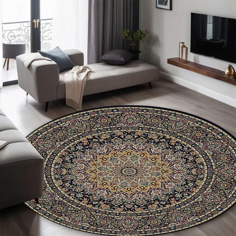 Round Short Pile European Carpets for Living Room Decoration Rugs for Bedroom Decor Carpet Non-slip Area Rug Persia Floor Mats