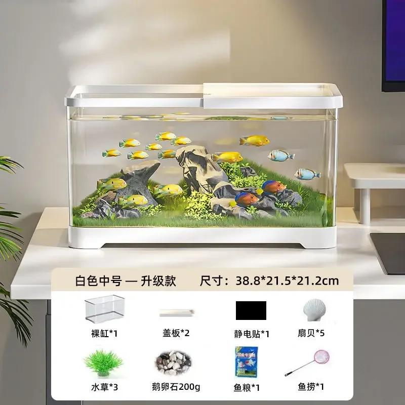 Acuario Pecera Ecológica Pecera de Plástico Transparente Sala de Estar Diseño Paisajístico Tanque Pequeño y Mediano