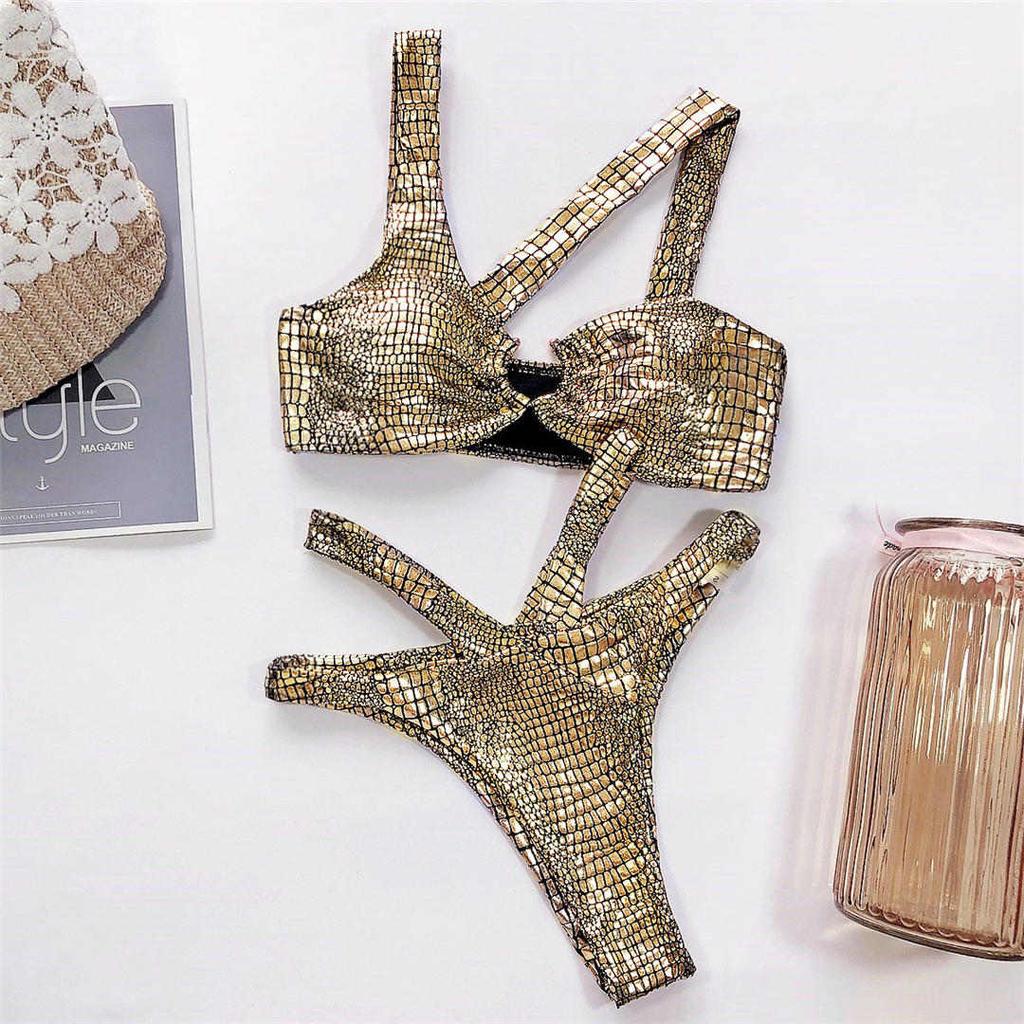 Sexy bikiny s hadím potiskem Dámské plavky Dámské plavky Bikiny komplet Asymetrické plavky