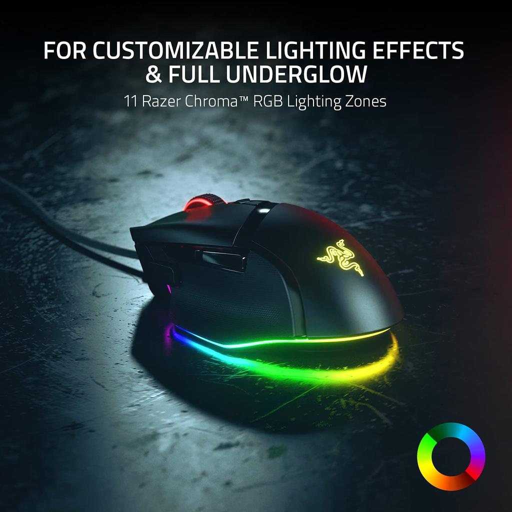 Razer Basilisk V3 Customizable Ergonomic Gaming Fastest Gaming Mouse Switches Chroma RGB Lighting 26K DPI Optical Sensor 11 Programmable Buttons
