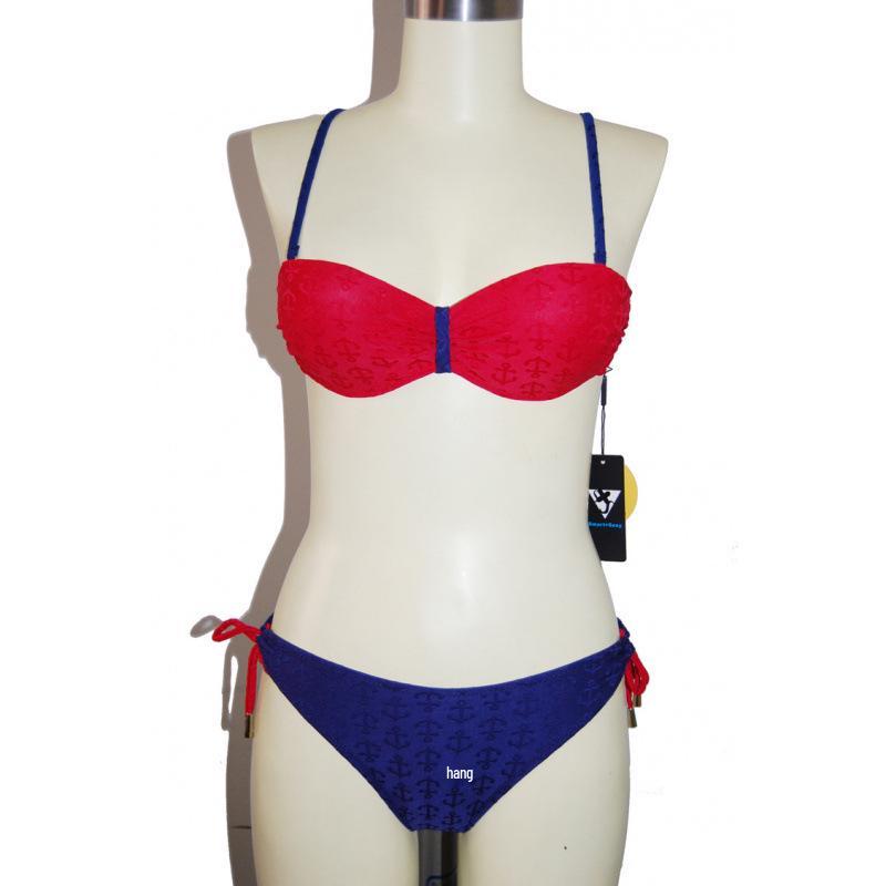 

Hanligu Korean Style Sexy Bikini Swimsuit 212010 M синій/червоний