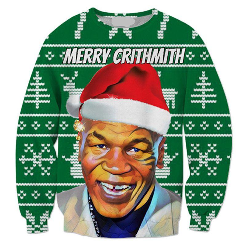 Unisex Mens Womens Ugly Christmas Sweater Santa Claus Warm And Soft Pullover