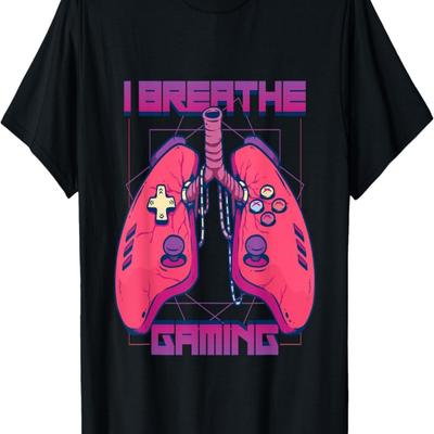 Ich Atme Gaming Surreale Lungen Videospiel Controller Gamer T-Shirt