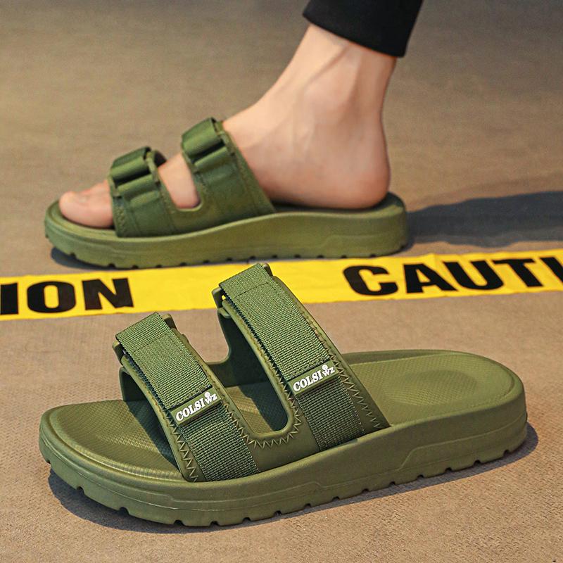 

Летние мужские шлепанцы Новые пляжные шлепанцы Мужские сандалии Нескользящие Домашние EVA шлепанцы Для дома В помещении Противоскользящие Zapatos Hombre Обувь 44 зелёный