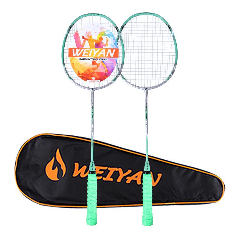 Weiyan Ultra-Light Carbon Fiber Badminton Racket Set (2 Pieces) - Beginner-Friendly, Durable, Ideal for Training and Competition.