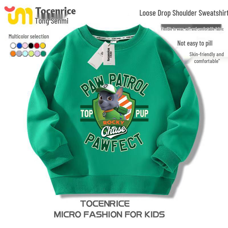 2025 Unisex Boys  Fleece-Lined Cartoon Hoodie - Warm Autumn/Winter Round Neck Top 110