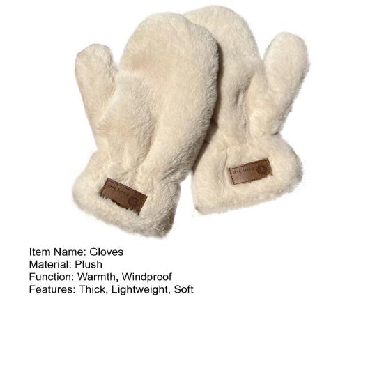 1 Pair Winter Faux Fur Mittens Soft Fluffy Fleece Plush Women Fingerless Gloves Outdoor Cold Weather Windproof Warm Thick Thermal Gloves