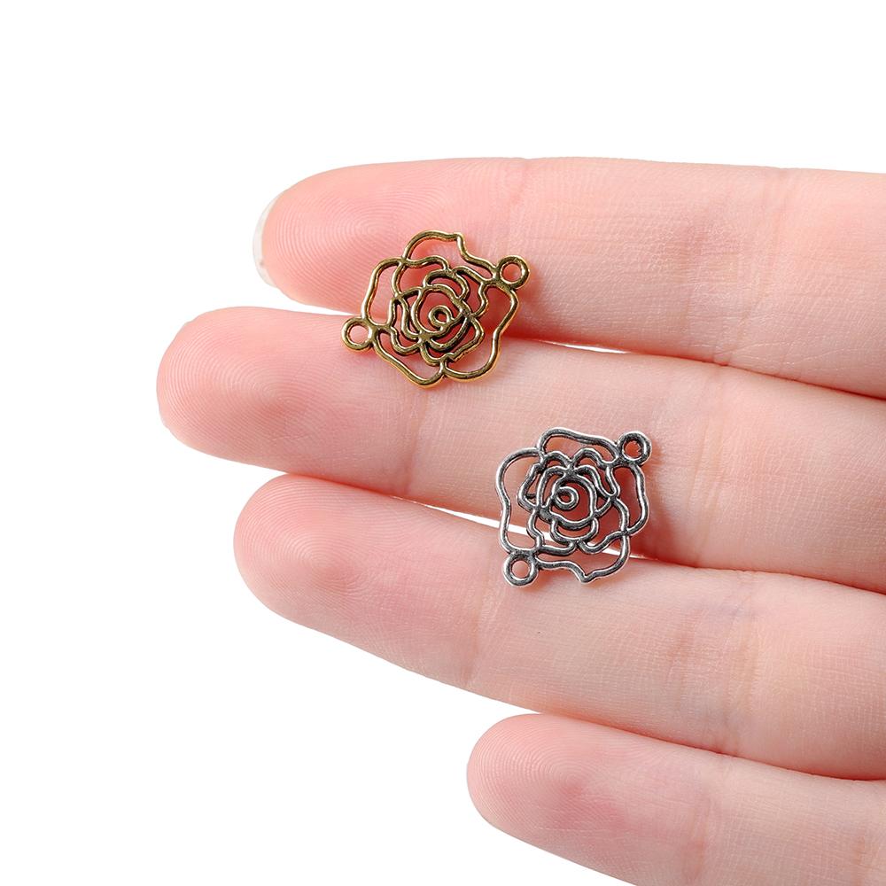 50Pcs/lot Alloy Hollow Flower Charms Connectors For Necklace Bracelet Pendant DIY Jewelry Making Findings Supplies Accessories