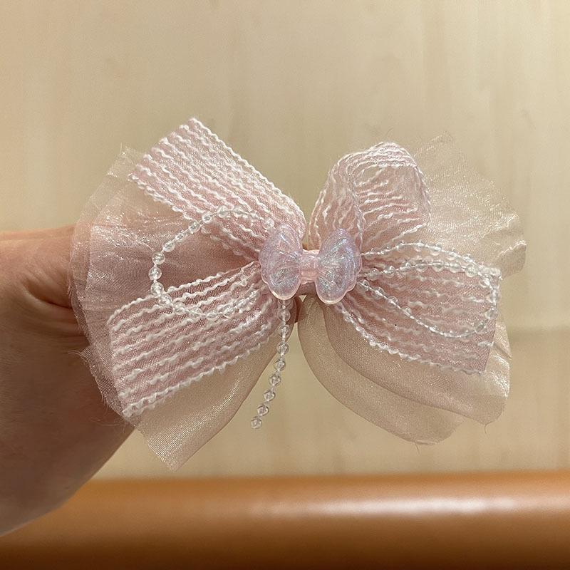 Korean Style Double Layer Chiffon Ribbon Hair Clip for Kids - Cute Princess High Ponytail Hair Accessory