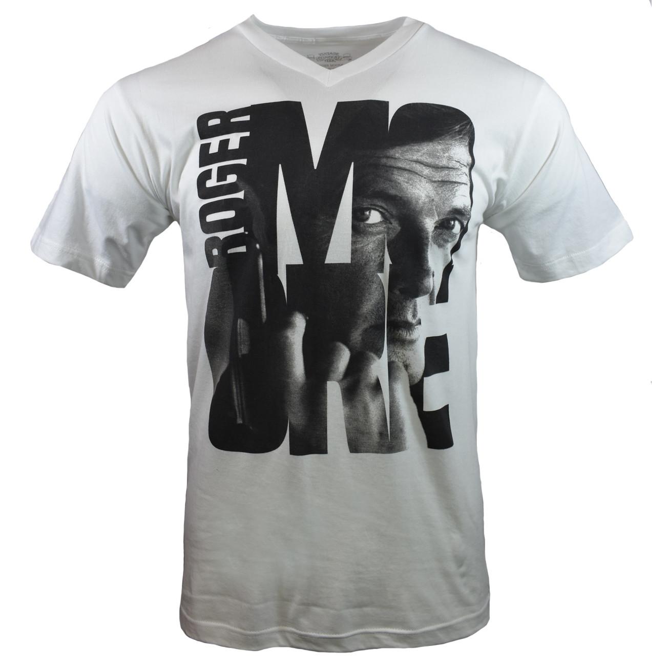 Men s V-neck T-shirt - Roger Moore-007 James Bond -Vintage Tee-NWT XXXL
