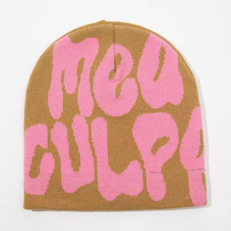 European and American Trendy Letter Jacquard Beanie - Cross-Border Hot-Selling Pullover Knit Hat