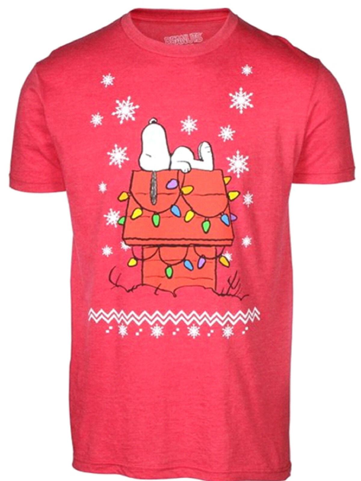 Peanuts Red Christmas Snoopy Adult Unisex sizing T-shirt - NEW S