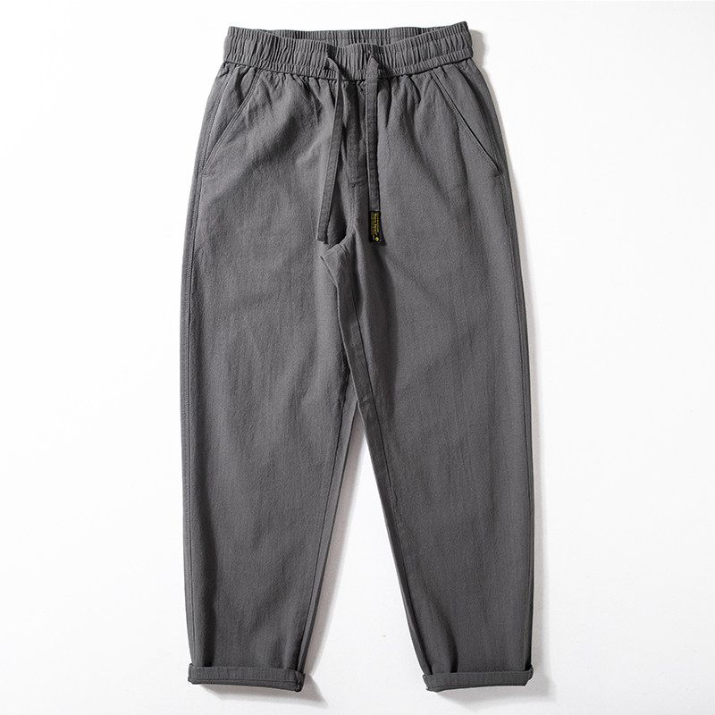 Men's Casual Pants Spring and Autumn Basic Versatile Breathable Cotton Pants Loose Straight Japan fashion Retro Drape Trousers