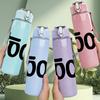 1PC Tool Minimalist Black Letter 750ml Color Plastic Sports Water Bottle Leakproof Flip Straw Lid Suitable for Sports Office Home Use
