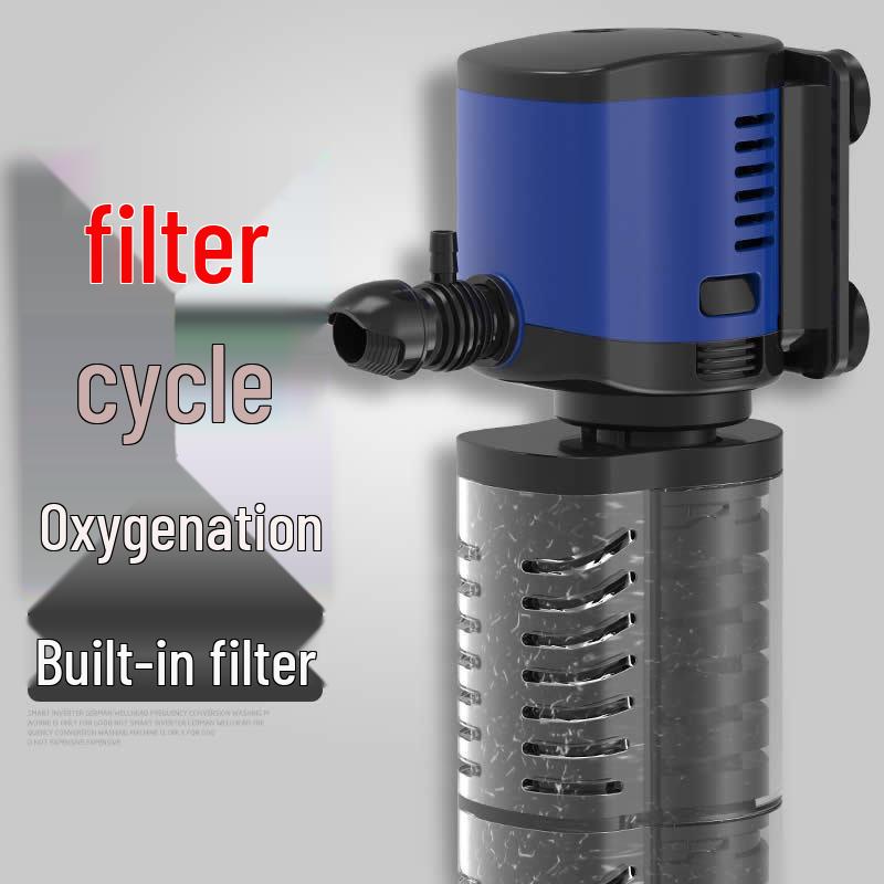 Three-in-One Submersible Fish Tank Pump with Built-in Filter & Aeration
