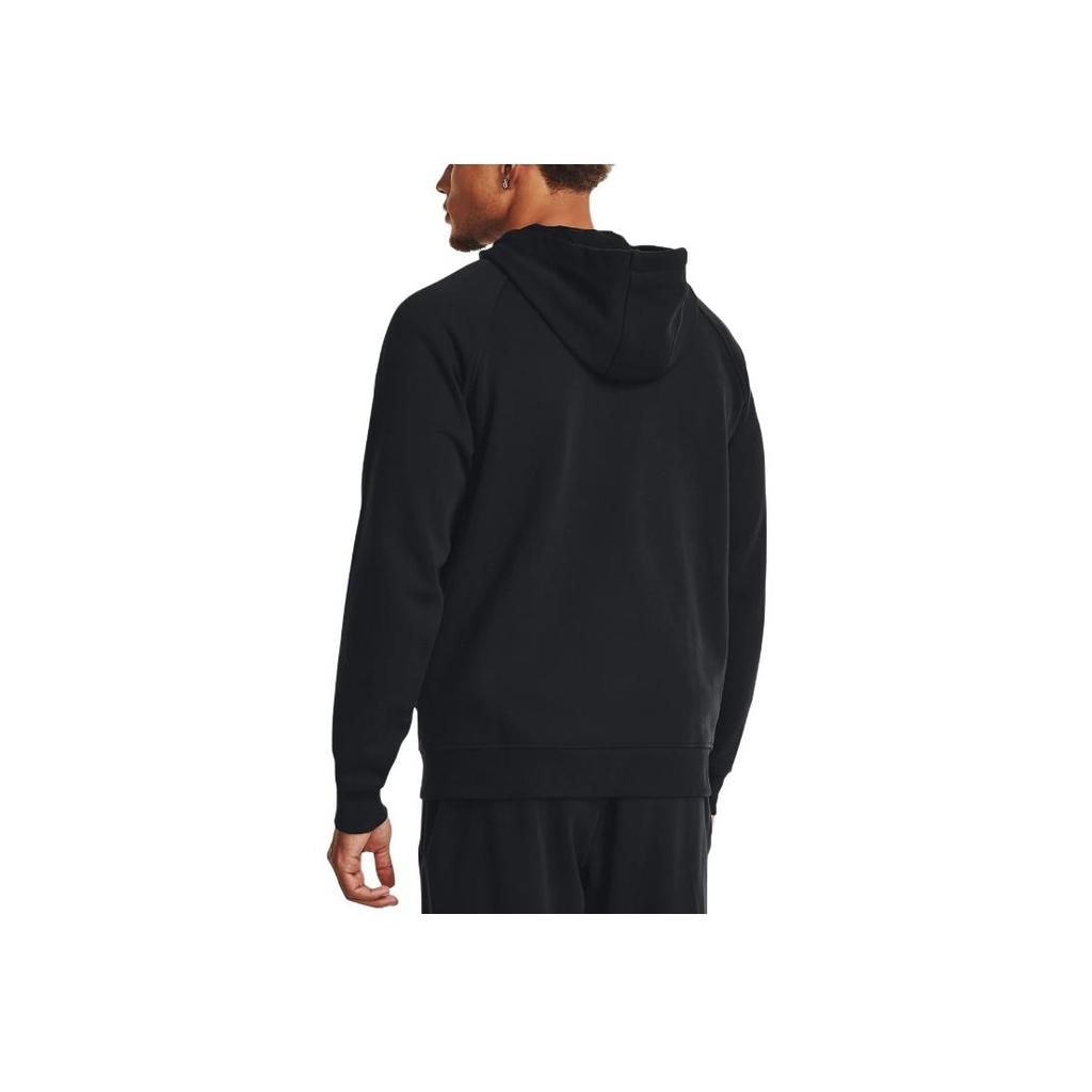 Under Armour Solid Color Full Zip Hooded Sports Jacket Men Jackets Black 1382112-001