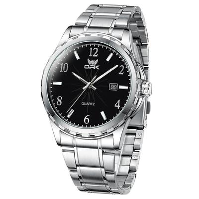 OPK Quartz Watch with Date Luminous Classic Stainless Steel Watch for and Office Black Men's Display, Waterproof, Design, Stylish, Easy-to-Read